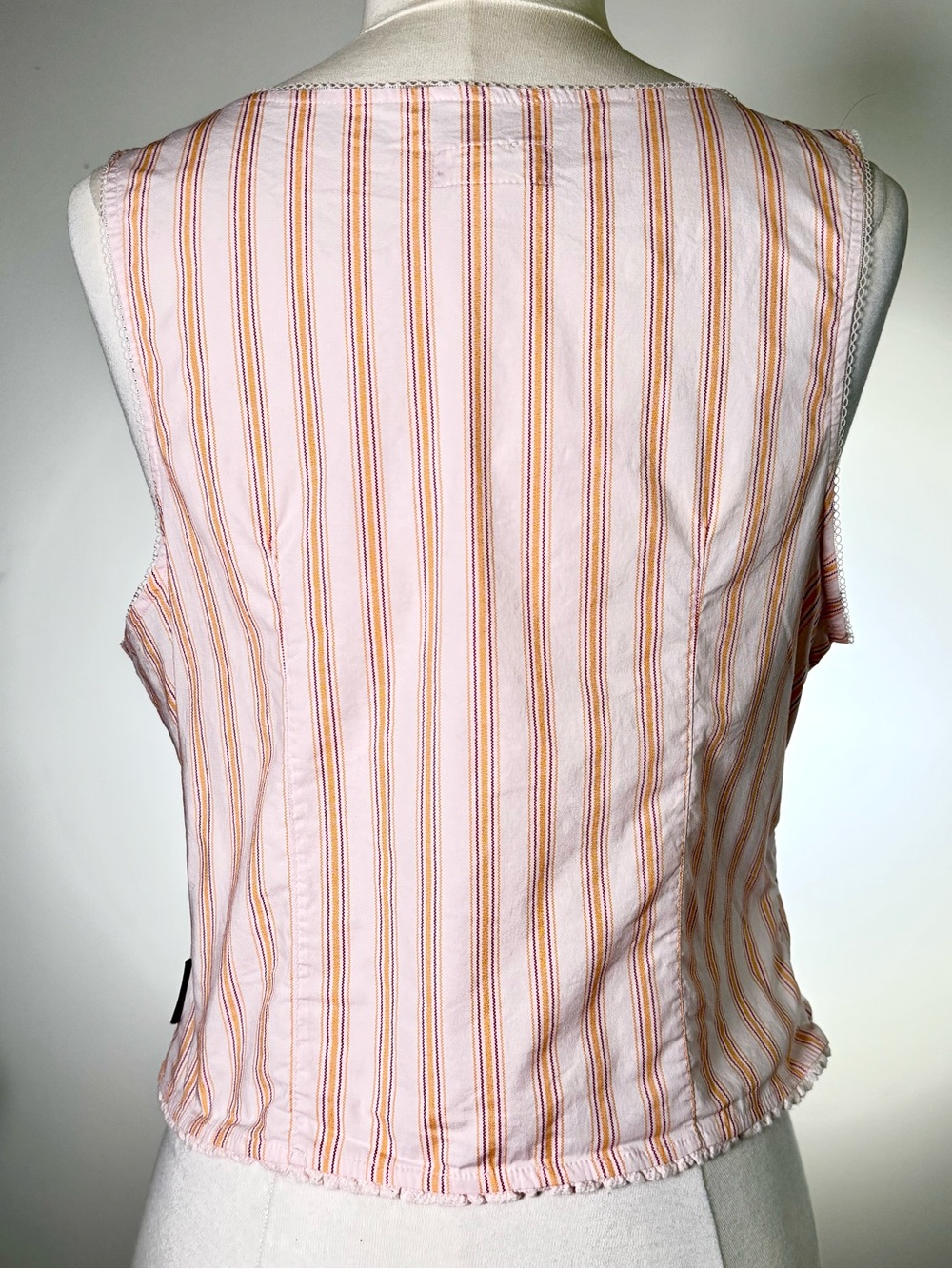 Unionbay XL Juniors Pink Stripe Lace Up Corset Tank Crop Top Y2K - Picture 6 of 10